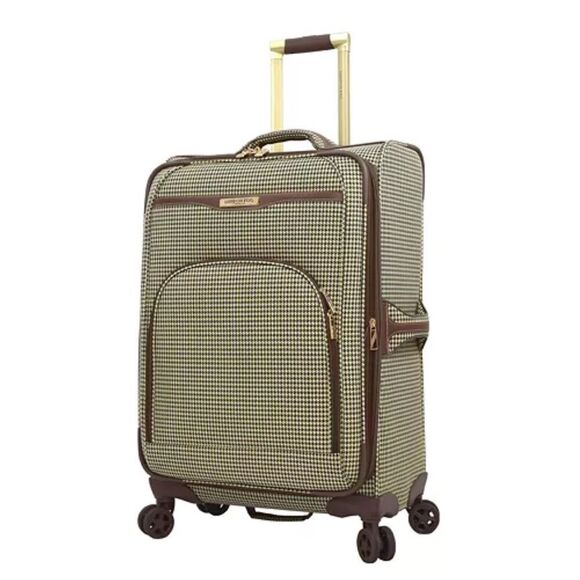 London Fog Oxford III 29”Spinner Luggage suitcase travel bag olive houndstooth - Picture 2 of 16